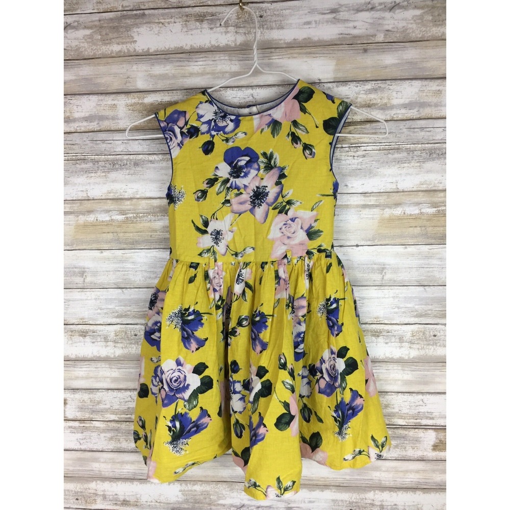 Tu Girls Yellow Sleeveless Floral SunDress Size 5 Yrs.